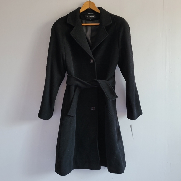 NWT Vintage Sandro Black Wool Coat
